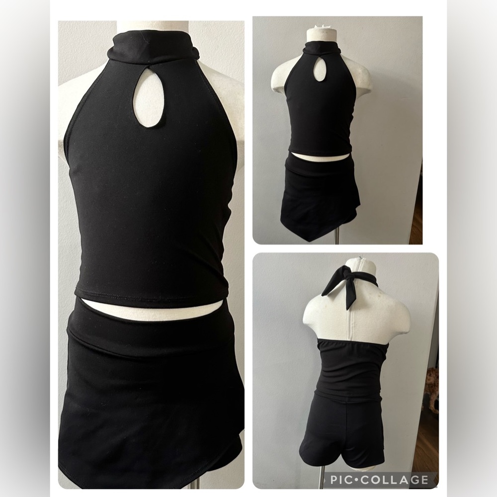 Cheryl kids 2 piece Blk Small skort and halter top